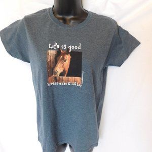 NEW COWBOY BRAND HORSE INSPIRATIONAL TEE SHIRT GRAY SZ SMALL